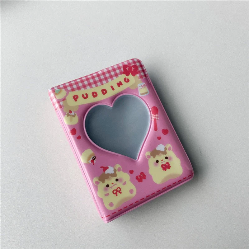 HULIANFU Kawaii Bear photo album 3 Inch Love Heart Hollow Kpop Card Binder Name Card Book Photo Album Card Photocard ID Holder 40 Pockets - Deanwangkt