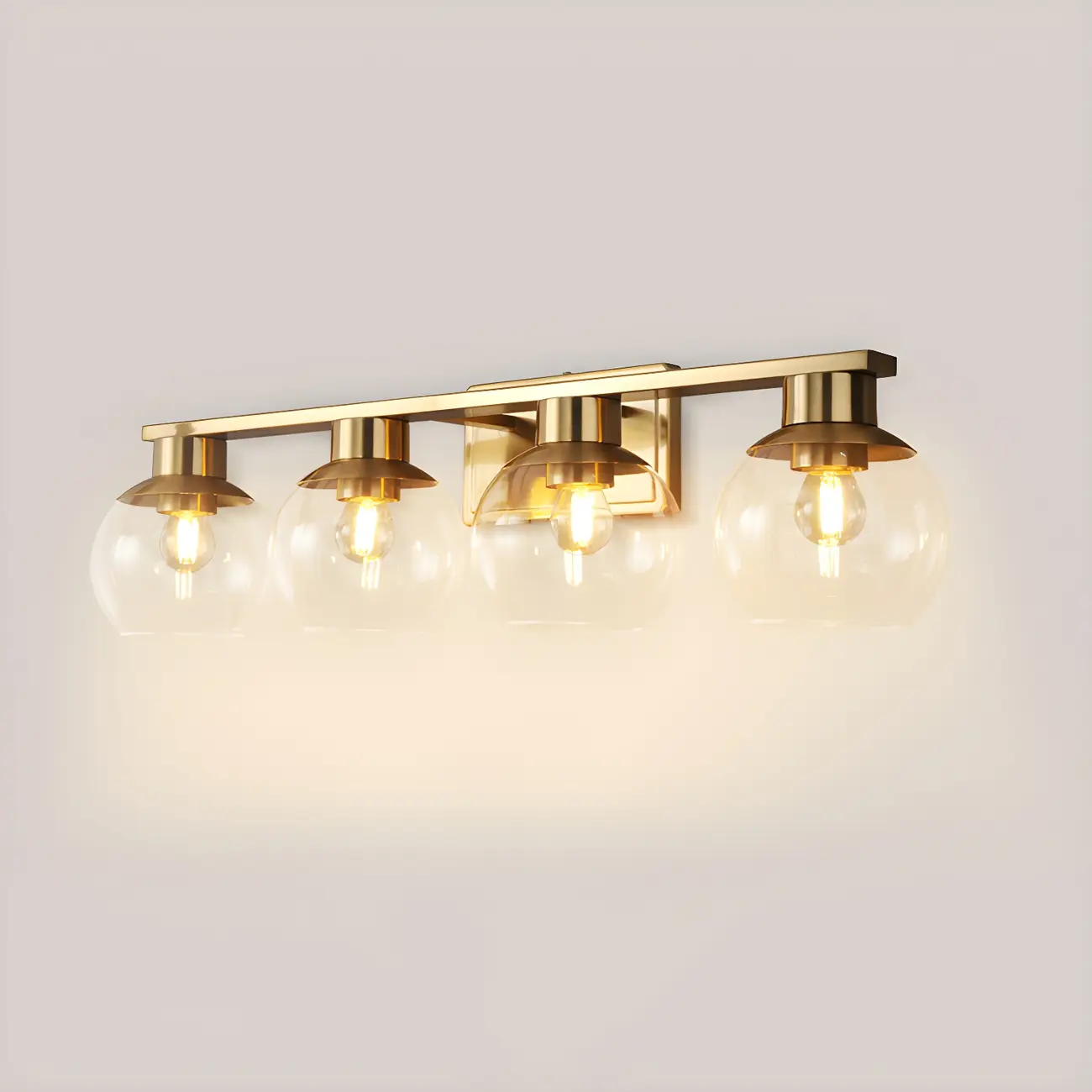 Modern Gold Clear Glass Dome Bathroom Vanity Light