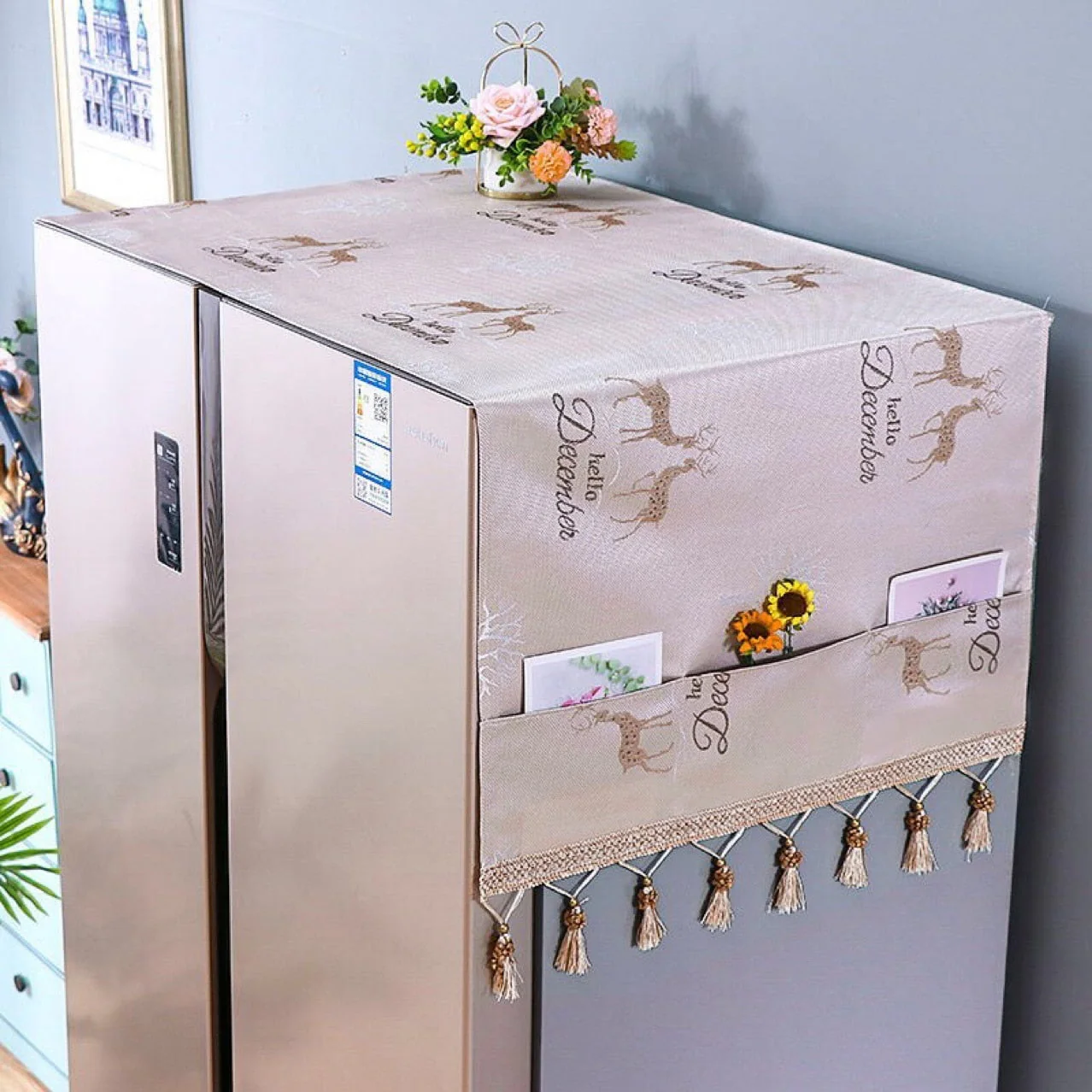 HULIANFU Refrigerator Top Covers Anti-dust Washing Machine Cover With Storage Bag Microwave Oven Dust Proof Cover home accessories - Deanwangkt