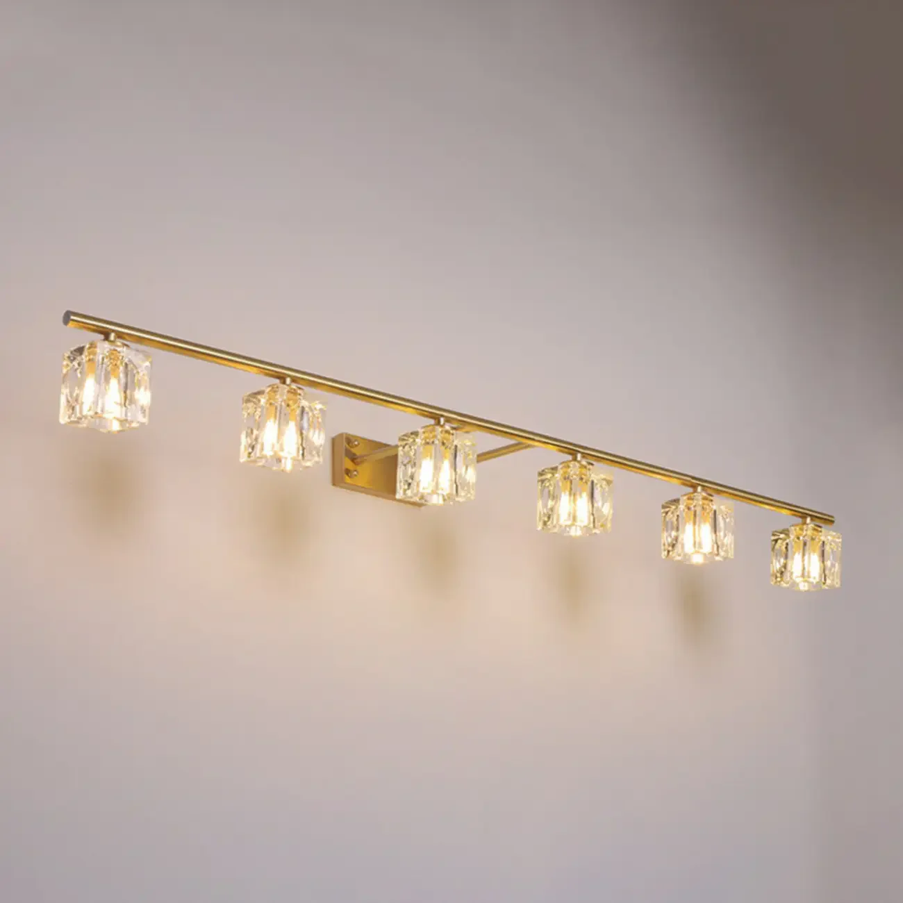 Modern Gold Bathroom Vanity Lights with Clear Crystal Shade