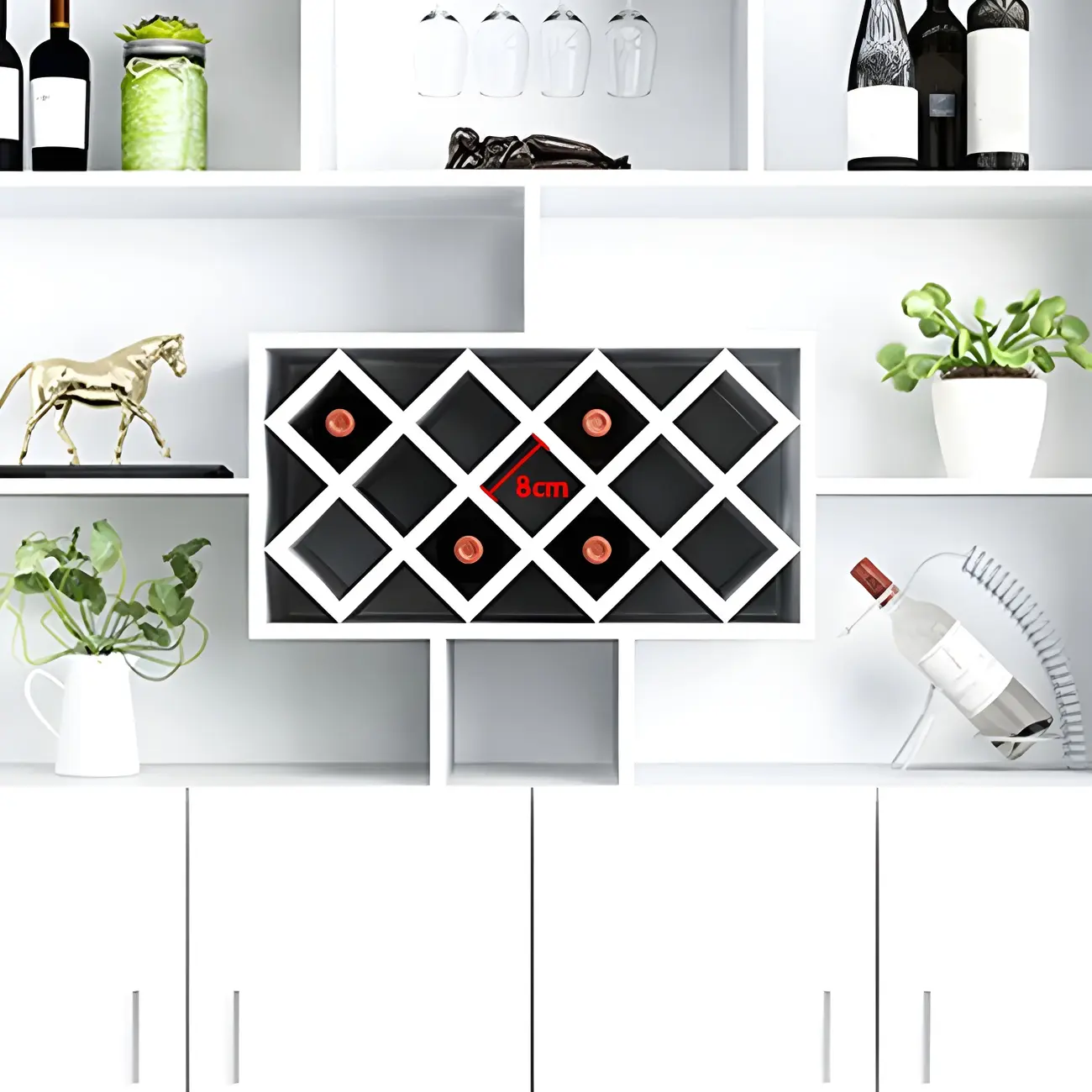 Black Modern Large Wooden Open Stackable Wine Cabinet