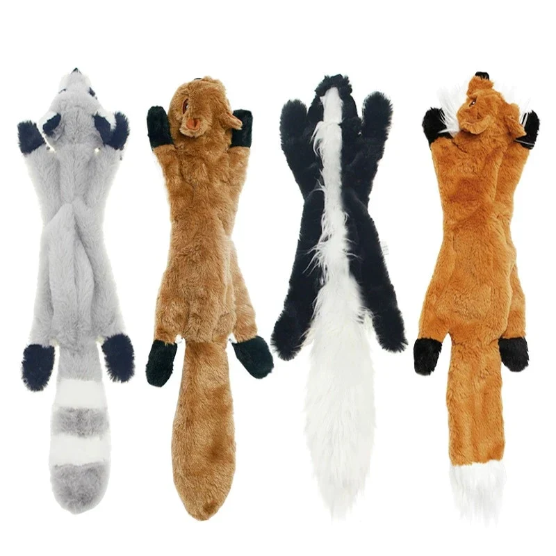 HULIANFU New Cute Plush Toys Squeak Pet Wolf Rabbit Animal Plush Toy Dog Chew Squeaky Whistling Involved Squirrel Dog Toys - Deanwangkt