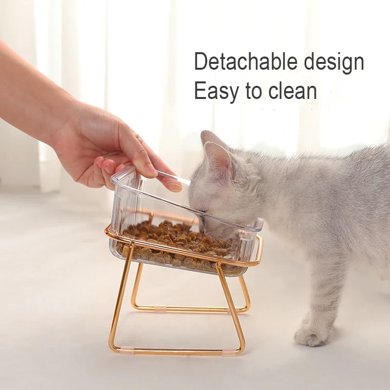 HULIANFU Non-Slip Pet Bowls For Cats Food Cat Water Bowl Double Cat Bowl Dog Bowl Pet Feeding Cat Dogs Feeder Protection Cervical - Deanwangkt