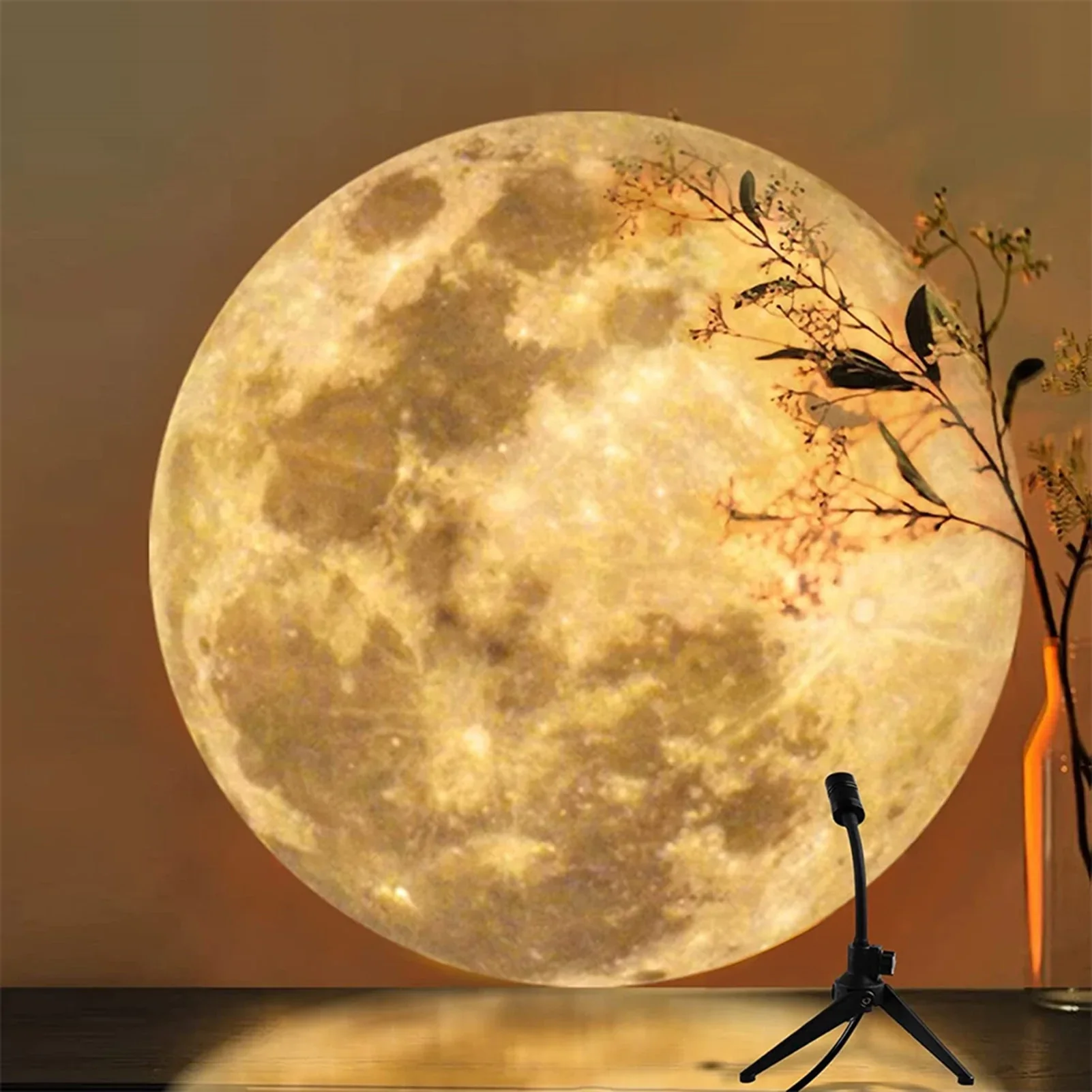 HULIANFU Moon Projection Lamp Creative Galaxy Light Projector Background Atmosphere Night Light Party Decor Birthday Gift Photo Props - Deanwangkt