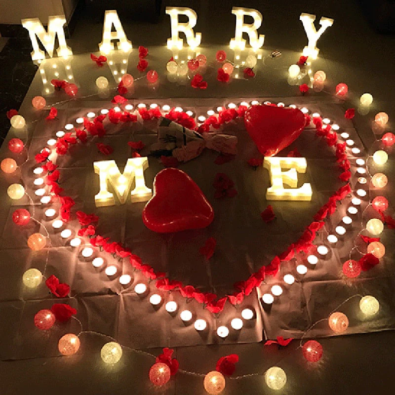 HULIANFU Luminous LED Letter Night Light Creative 26 English Alphabet Battery Lamp Romantic Wedding Party Decoration Christmas Gift 16cm - Deanwangkt