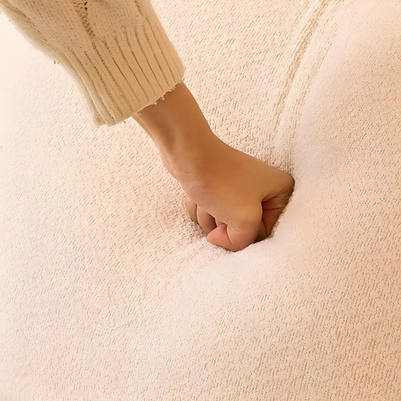 Modern Upholstered Rocking Chair with Spindle Back in Beige