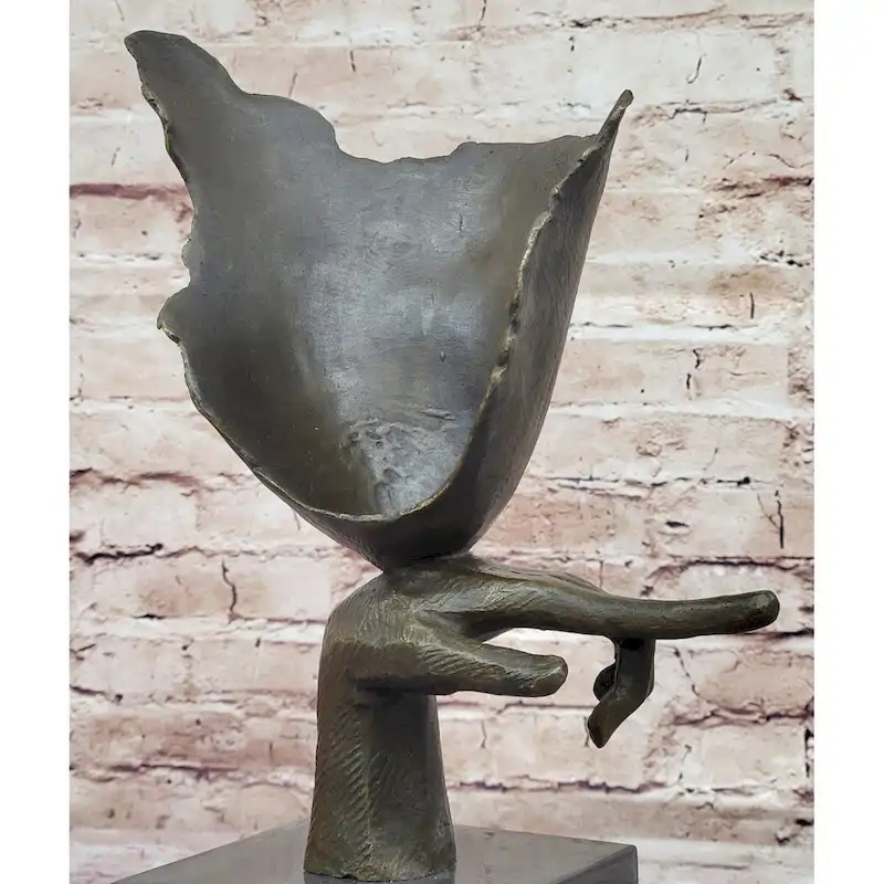Dali Face Mask Floating Head Bronze Statue Sculpture Surreal Art 15 Inches X 12 Inches