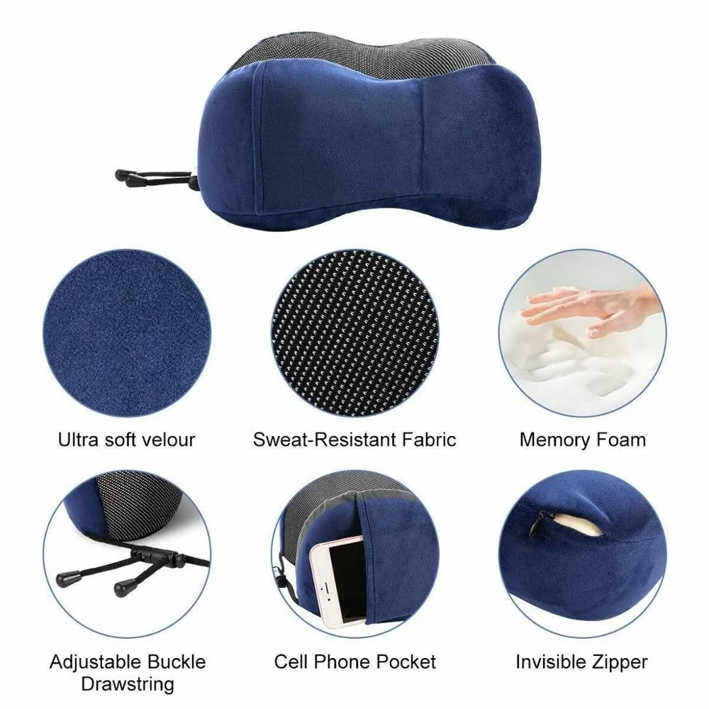 HULIANFU U Shaped Memory Foam Neck Pillows Soft Slow Rebound Space Travel Pillow Massage Neck Cervical Healthcare Bedding Drop Shipping - Deanwangkt