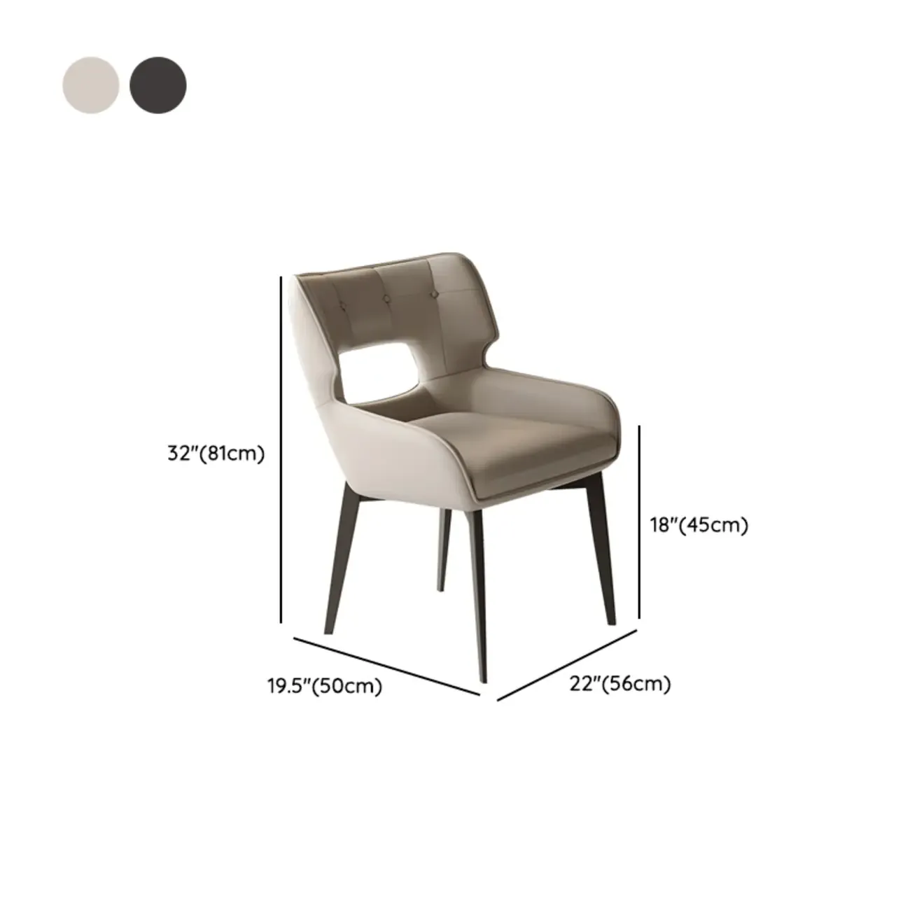 Modern Faux Leather Open Back Arm Dining Chair