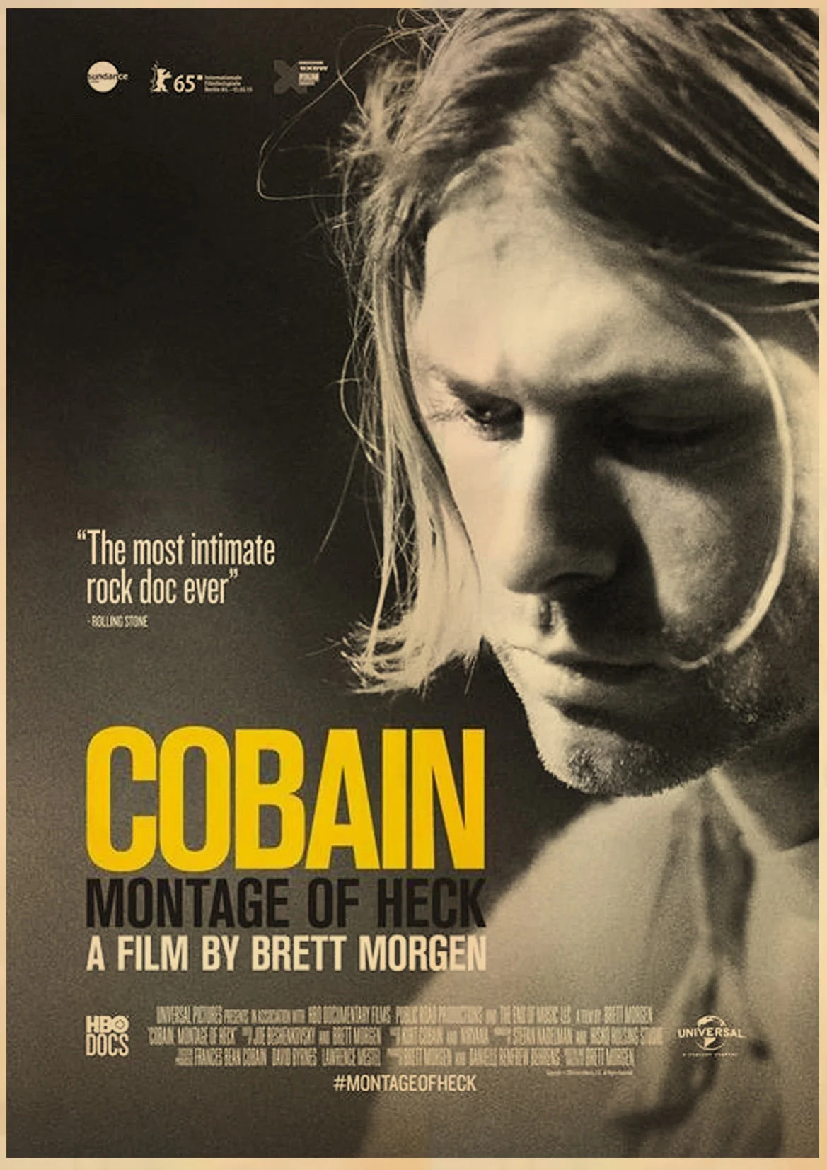 HULIANFU Singer Kurt Cobain Posters Rock and Roll Music Retro Kraft Paper Sticker DIY Vintage Room Bar Cafe Decor Gift Art Wall Paintings - Deanwangkt
