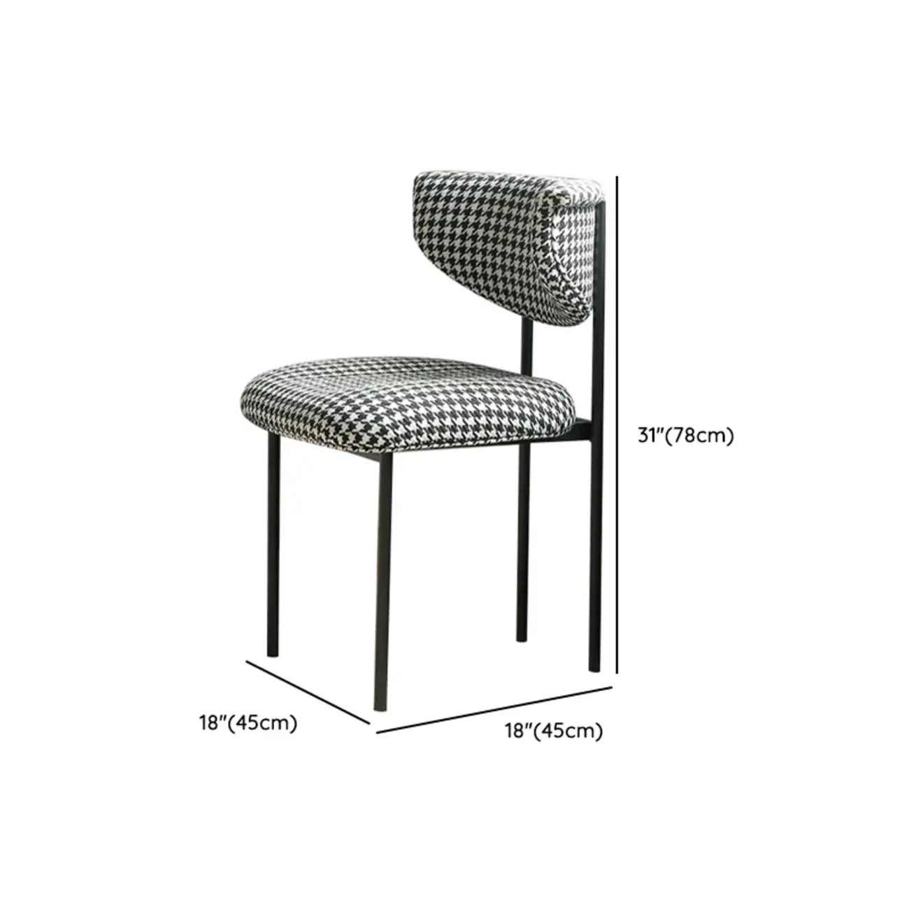 Upholstered Metal Legs Open Back Dining Chair