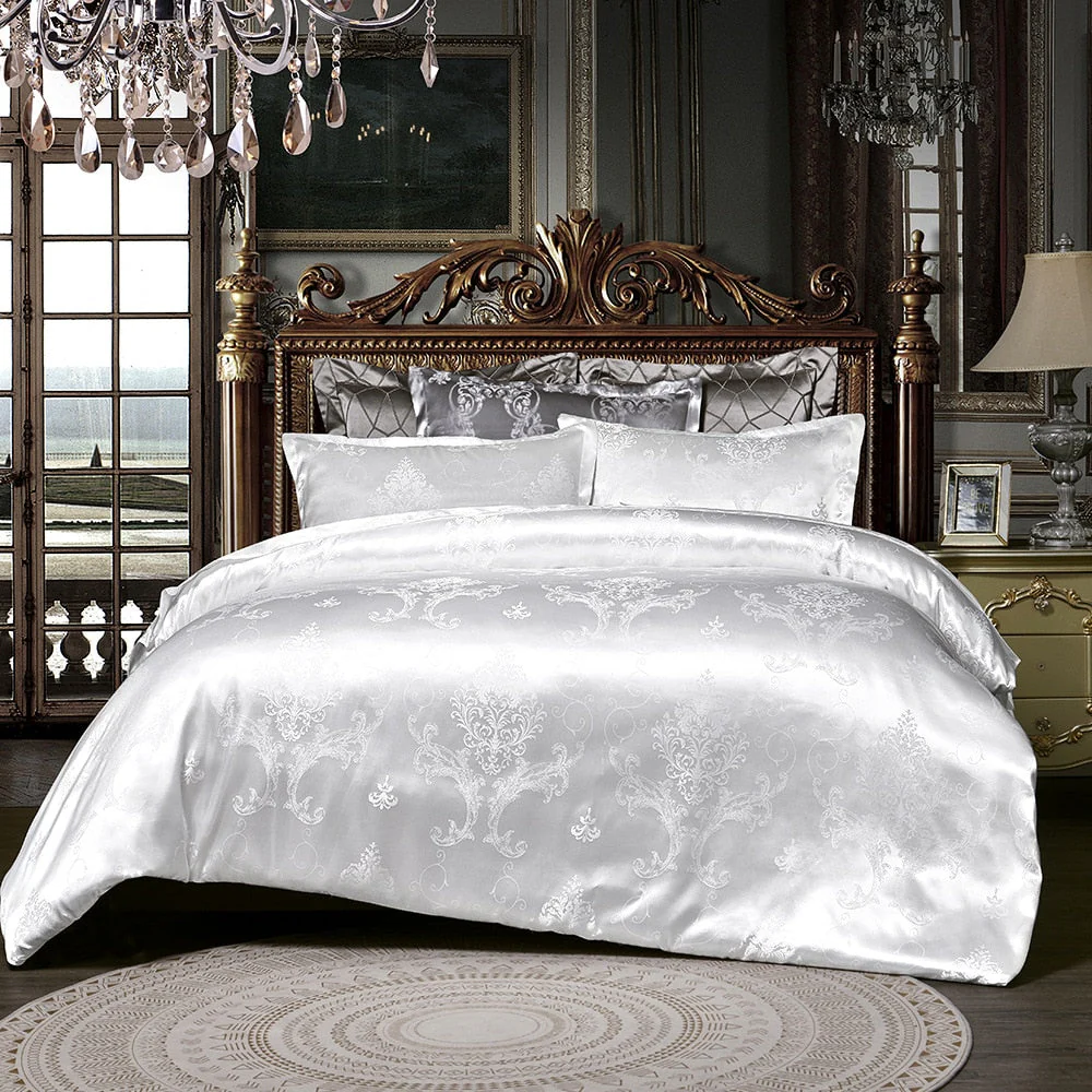 HULIANFU Luxury Jacquard Bedding Set King Size Duvet Cover Quilt Set Queen Comforter Bed Gold Quilt Cover High Quality For Adults - Deanwangkt