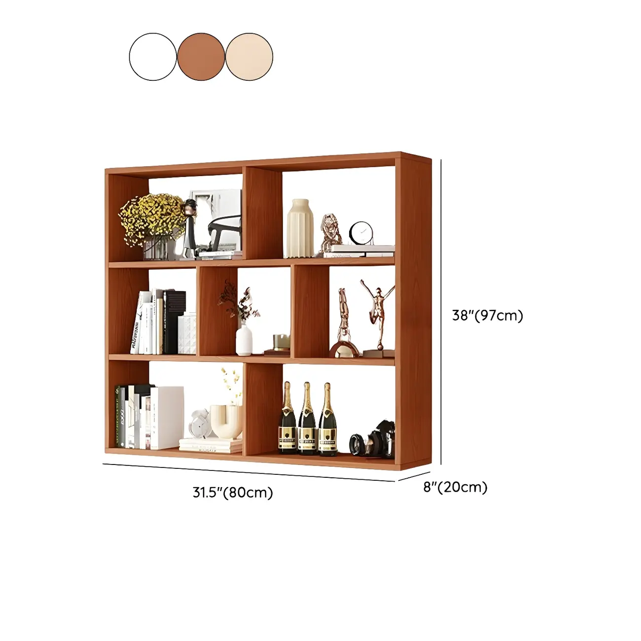White Wall-Mounted Cube Wood Display Bookcase
