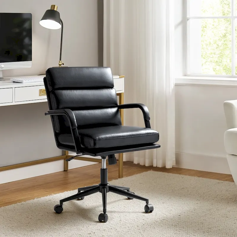 Joseph Modern Task Faux Leather Chair with Tilt Lock and Center Tilt by HULALA HOME