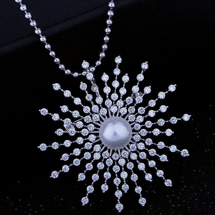2025 Korean version of light luxury brooch women's gypsy star snowflake zircon pearl brooch coat sweater pin clothing fashion - Deanwangkt
