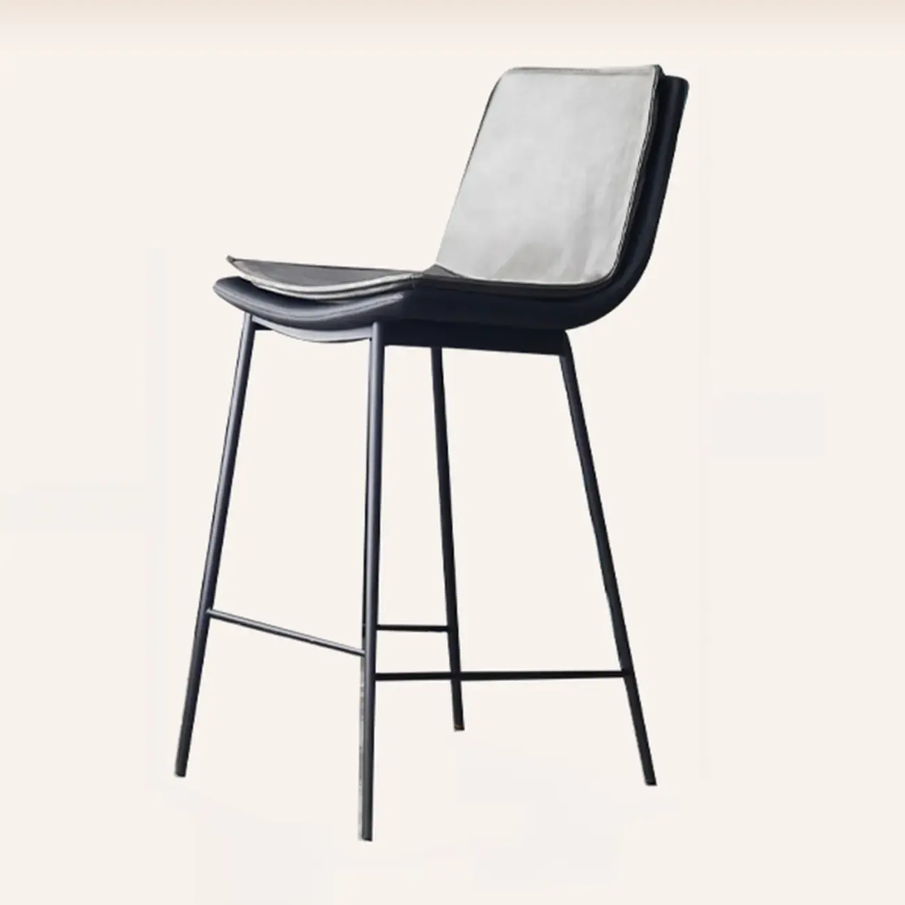 Modern Leather Counter Height Bar Stool with Back