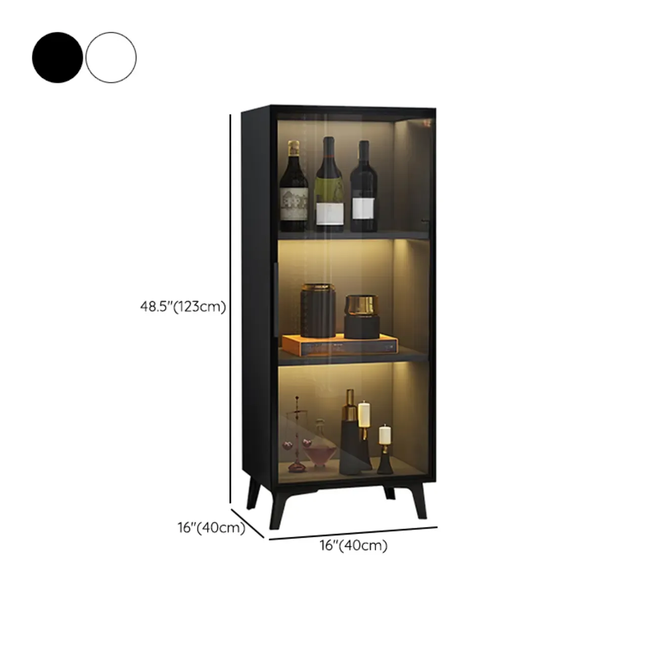 Compact Freestanding Enclosed Wooden Glass Curio Cabinet