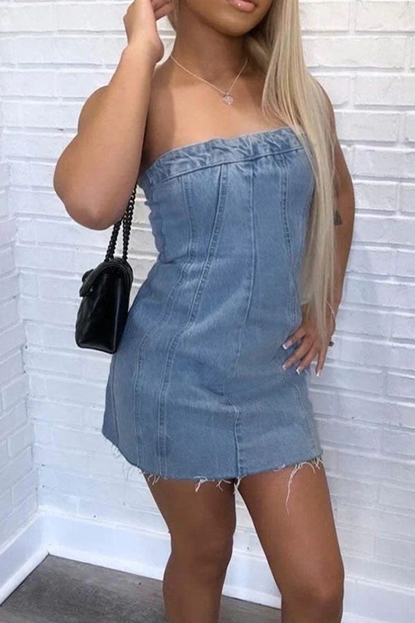 Patchwork Modern Denim Mini Dress - Deanwangkt