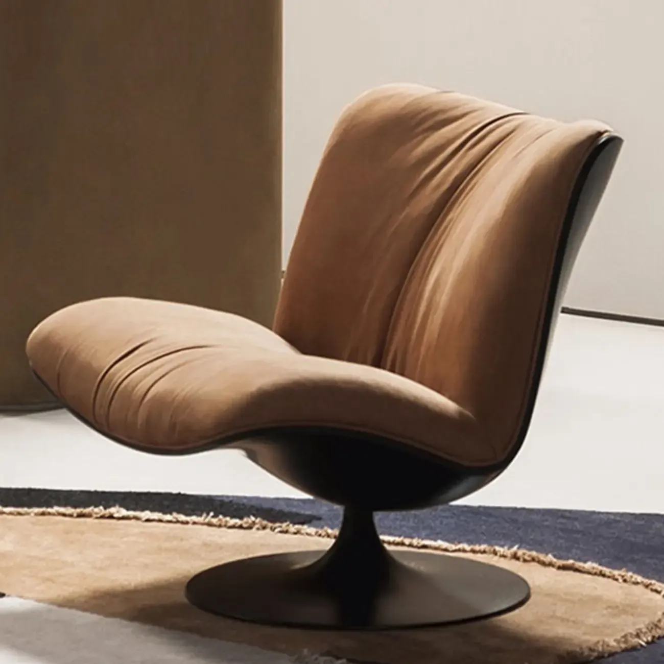 Swivel High-Back Tech Cloth Armless Accent Chair