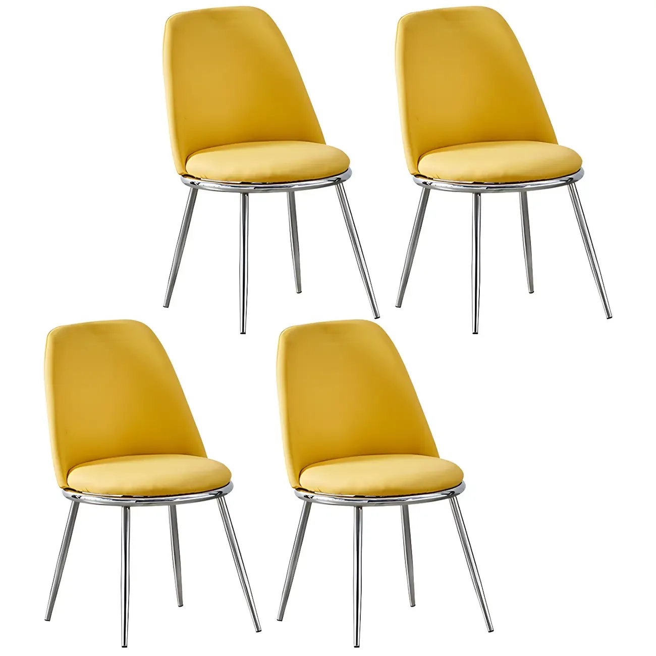 Glam Scandinavian Leather Armless Dining Chairs Metal Frame