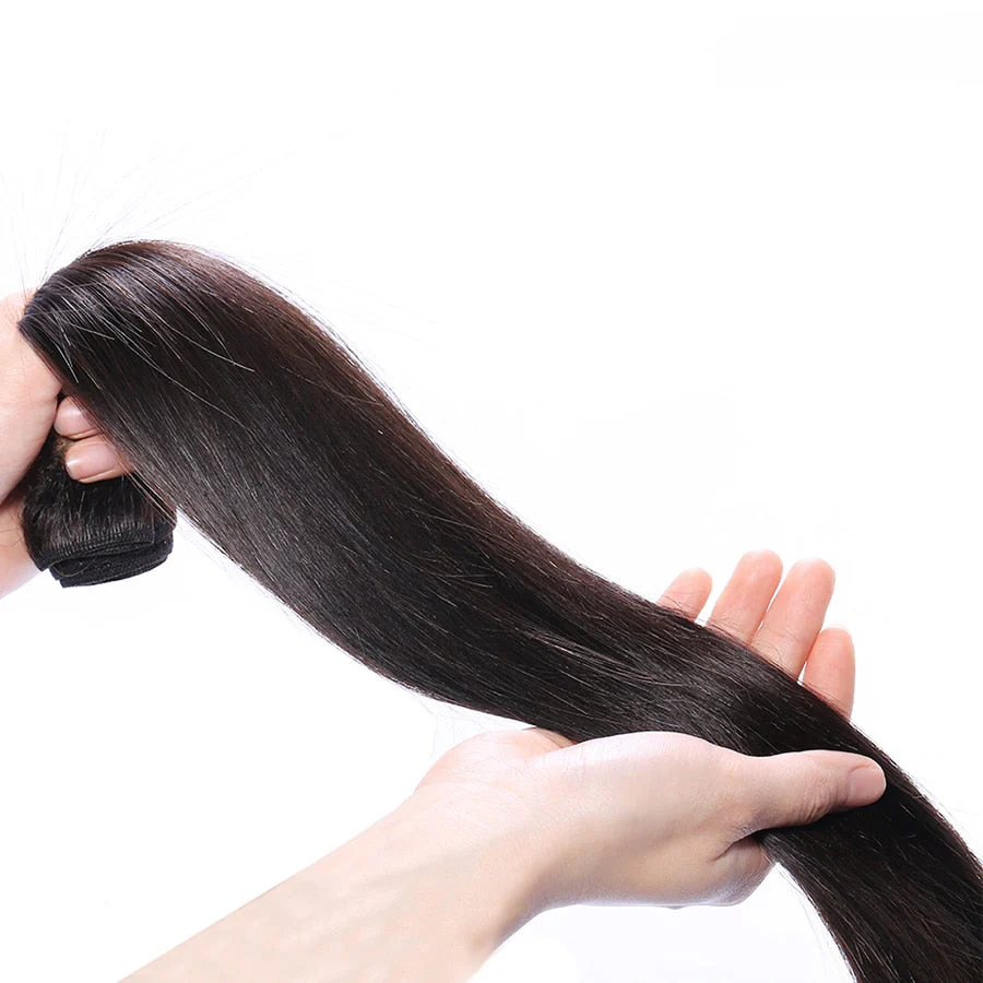 HULIANFU Queenlife 40 42 Inch Straight Human Hair Bundles With 13x4 Frontal Pre Plucked Brazilian Virgin Hair Lace Frontal With 3 Bundles - Deanwangkt