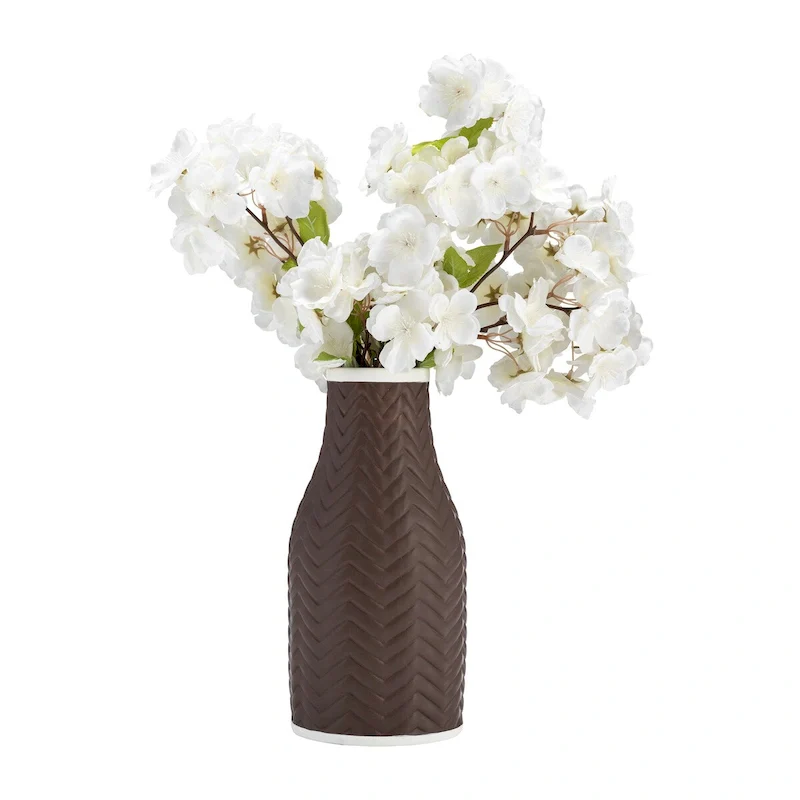 Sagebrook Home Artisan Crafted Ceramic Vase - Versatile Home Accent for Tabletop or Shelf Display