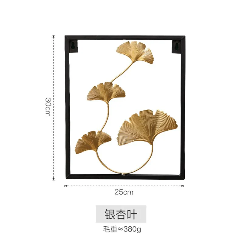 HULIANFU Nordic Metal Leaf Plant Wall Decor Wrought Iron Wall Hanging Non-perforated Wall Mural Living Room Bedroom Home Decoration Hot - Deanwangkt