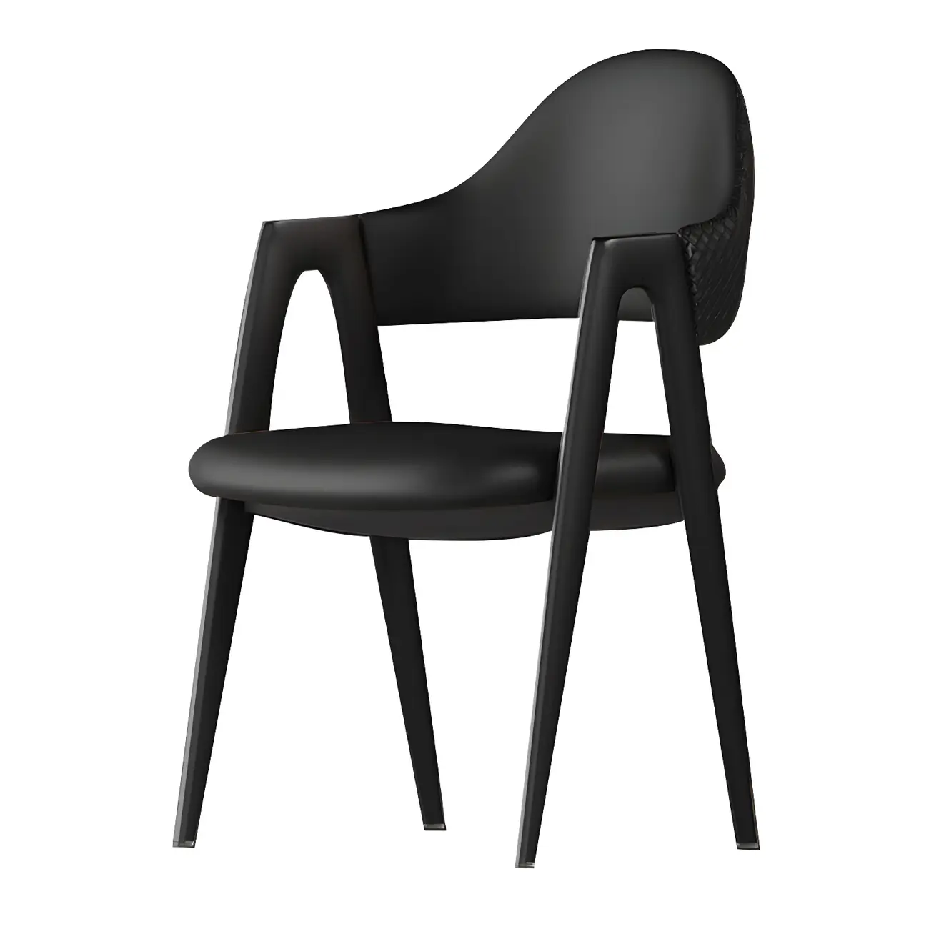 Modern Leather Curved Open Back Arm Dining Chair