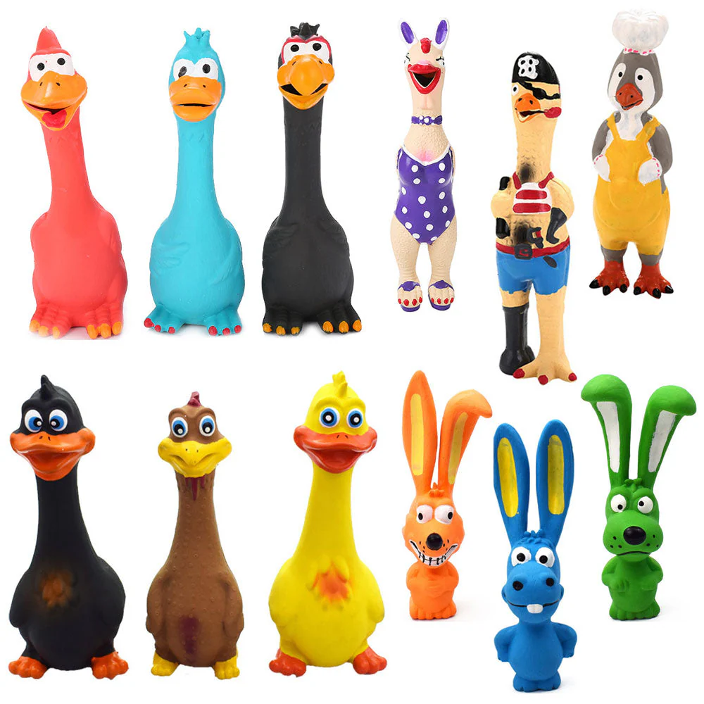 HULIANFU Pets Dog Toys Screaming Chicken Squeeze Sound Toy Rubber Pig Duck Squeaky Chew Bite Resistant Toy Puppy Training Interactive - Deanwangkt