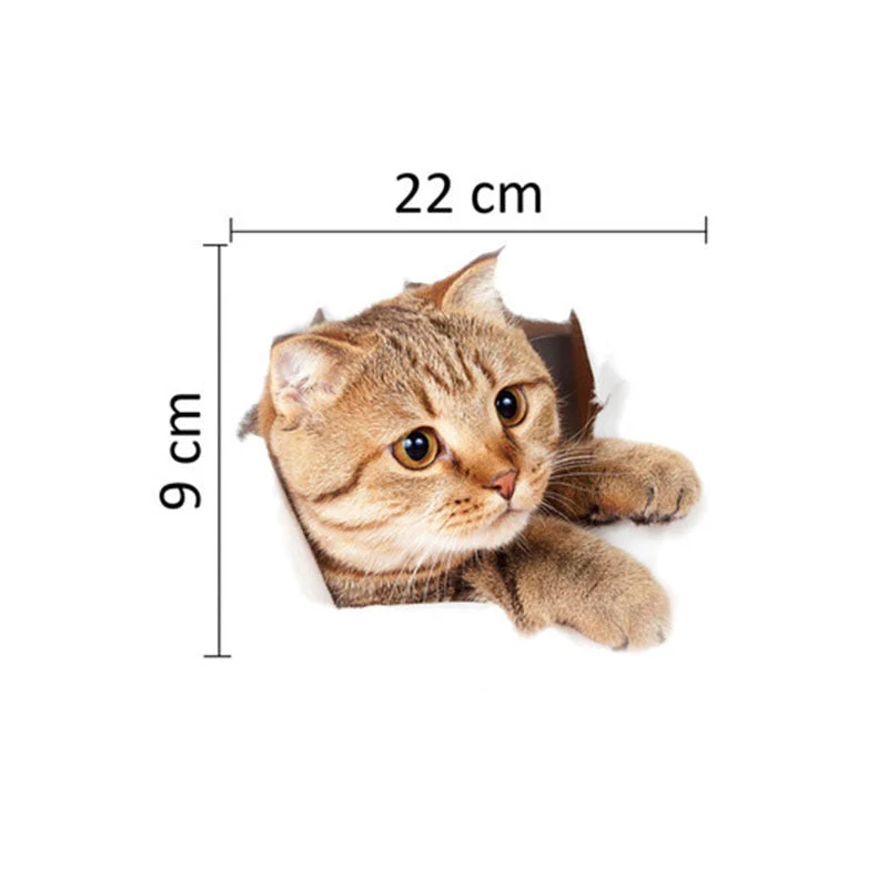 HULIANFU Toilet Stickers 3D Cat Vivid Wall Sticker  Fashion Lovely Animal Pvc Waterproof Decal For Bathroom Toilet Kicthen Decorative - Deanwangkt