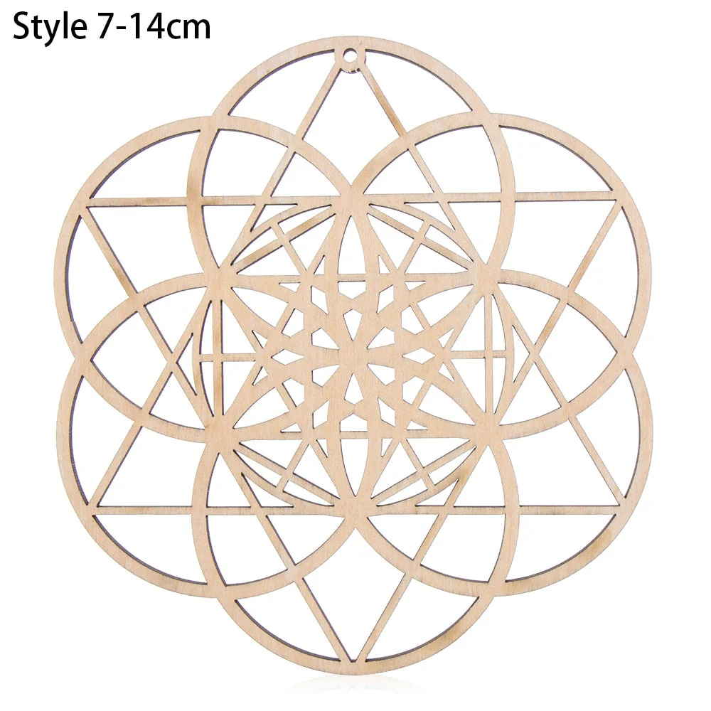 HULIANFU Log Color Chakra Pattern Round Edge Circles Carved Wooden Stand Coaster Flower of life Reload Stone Kitchen Hot Pad Mat Decor - Deanwangkt