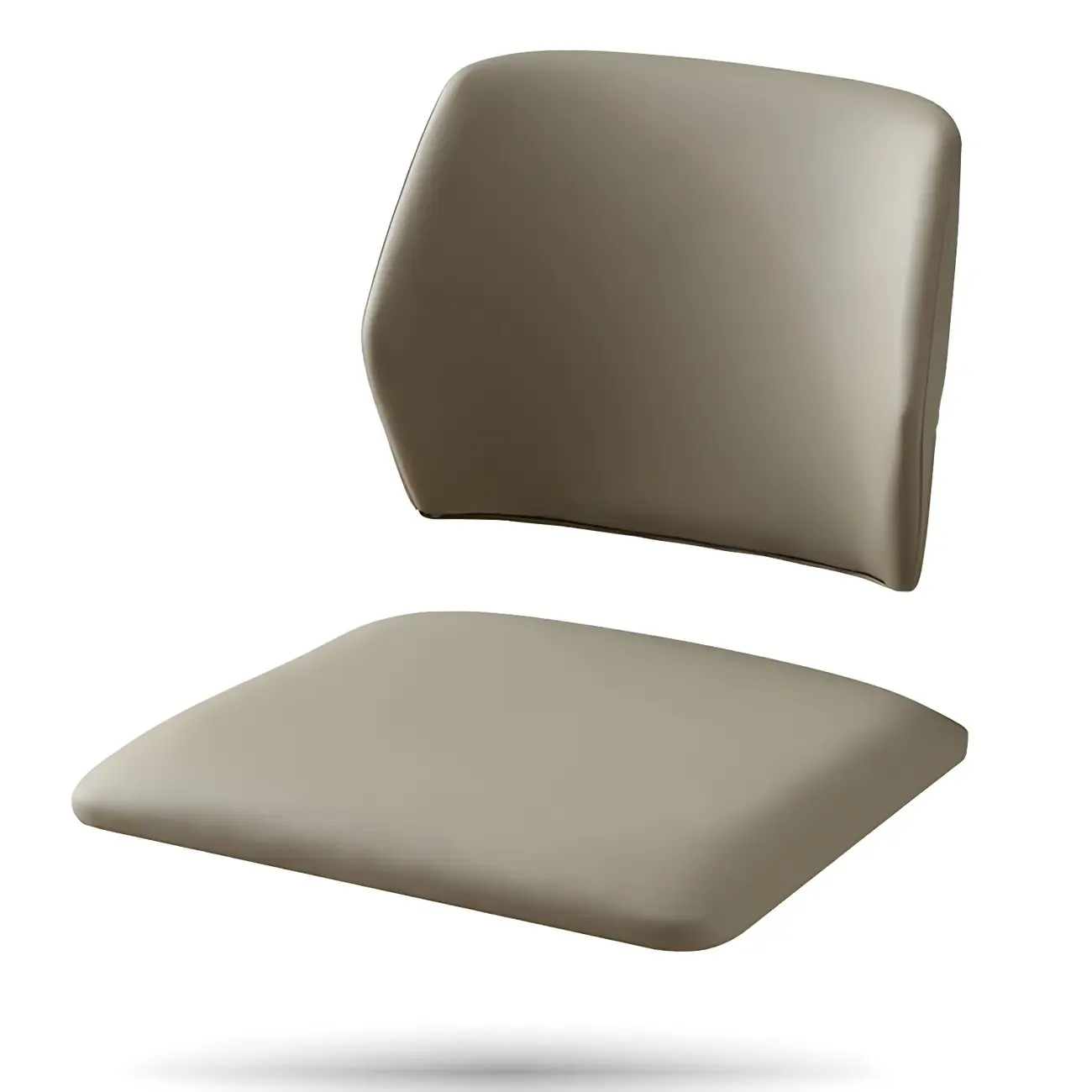 Modern Wood Faux Leather Beige Low Back Dining Chair