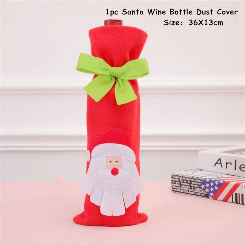 HULIANFU   Xmas Wine Bottle Dust Cover Noel Navidad Christmas Decoration for Home Dinner Decor Christmas Gift Tree Ornament New Year 2026 - Deanwangkt