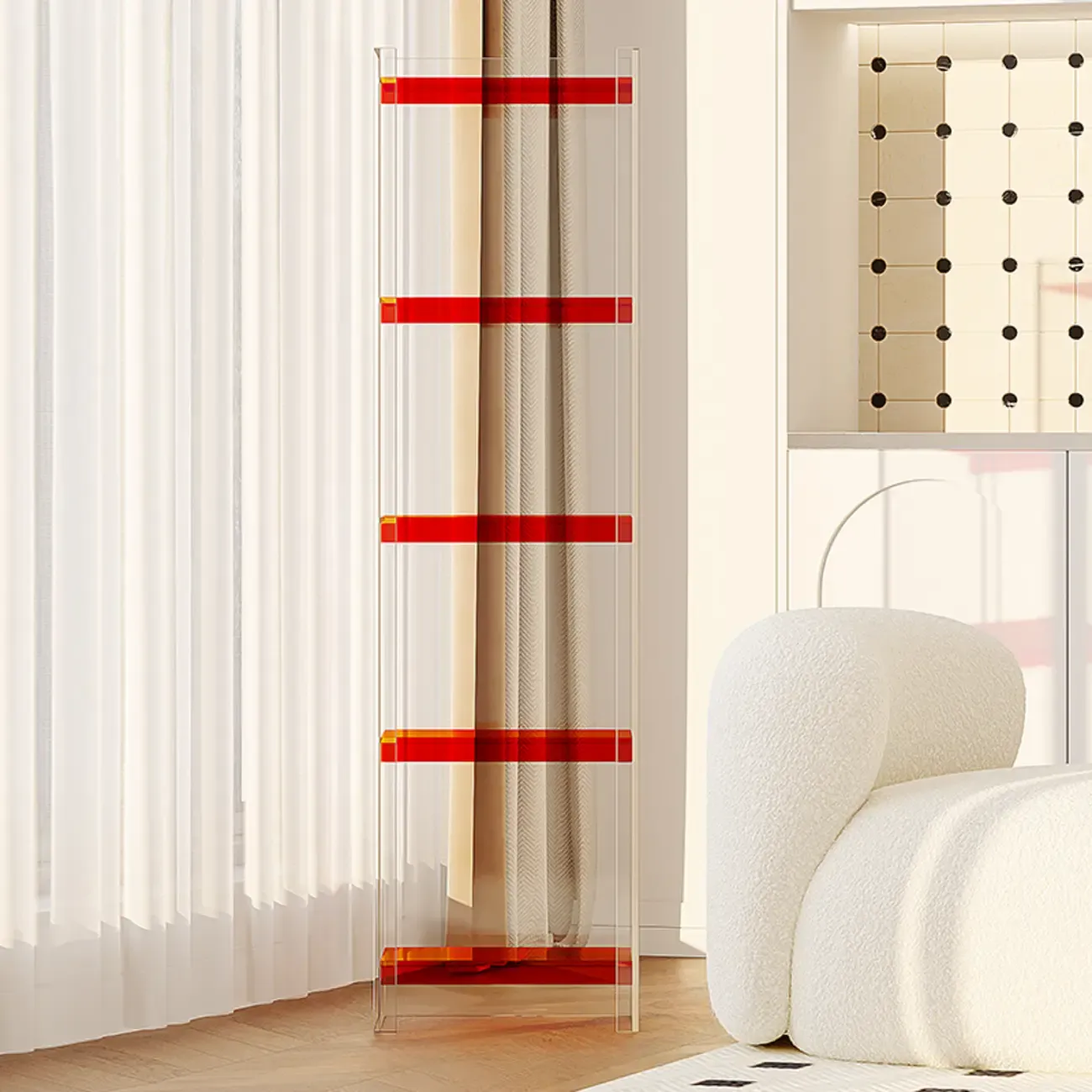 Minimalism Clear Acrylic 4-Tier Vertical Narrow Bookcase