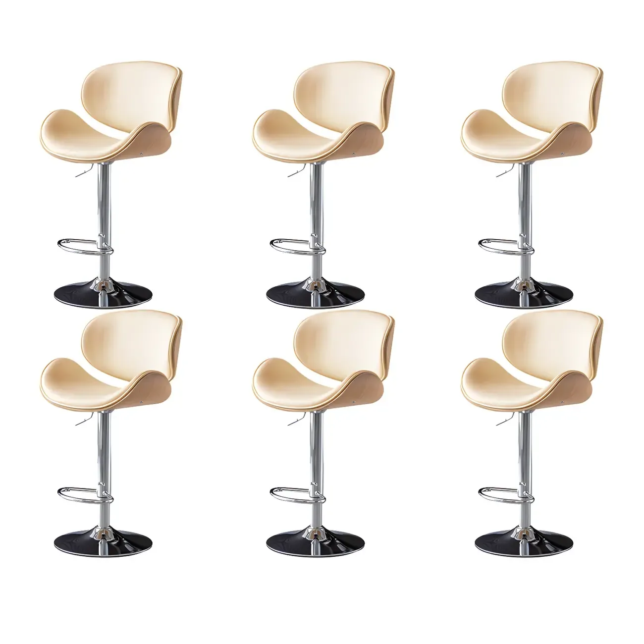 Arched Blackish Green Leather Swivel Adjustable Bar Stool