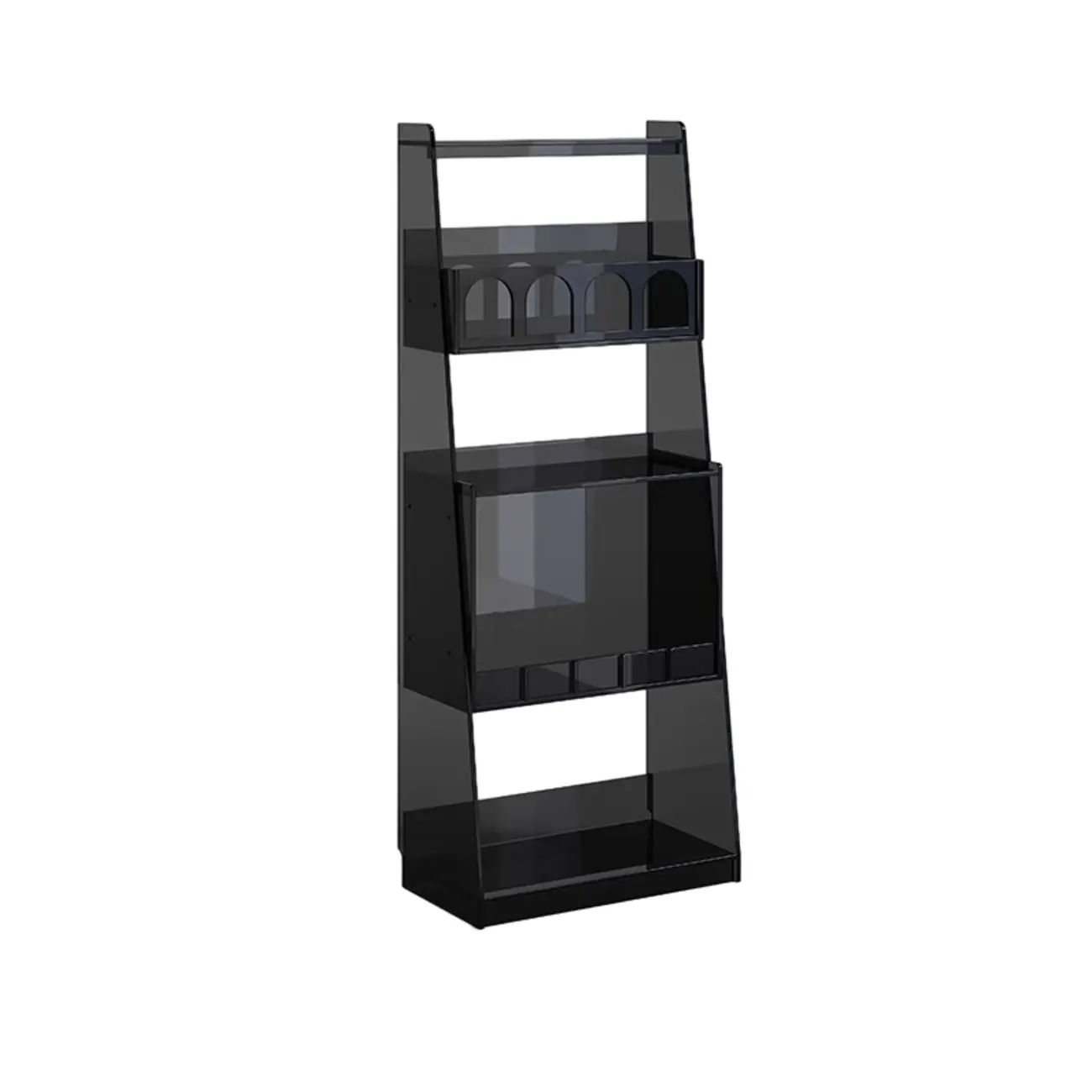 Narrow 4-Tier Black Acrylic Ladder Bookcase
