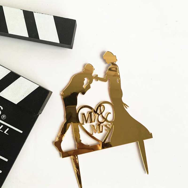 HULIANFU Wedding Cake Topper Acrylic Bride to be Cake Decorations Mariage Anniversary Birthday Party Baking Dessert Cake Top Flag Cupcake - Deanwangkt