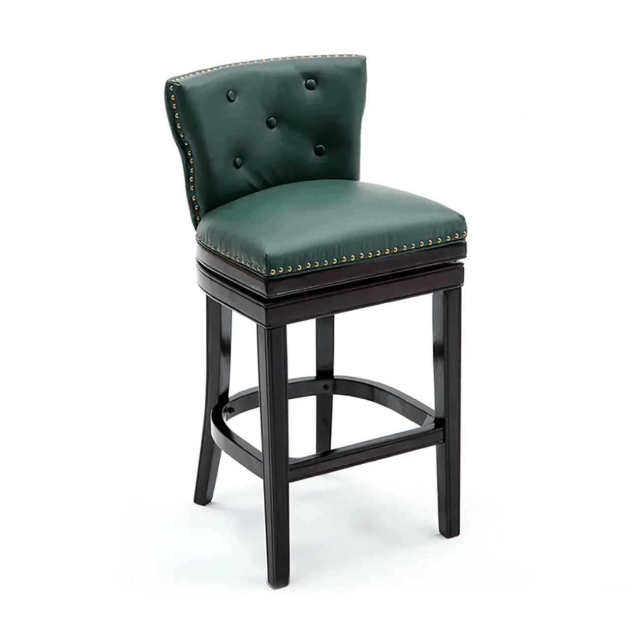 Solid Wood Genuine Leather Swivel Bar Stool