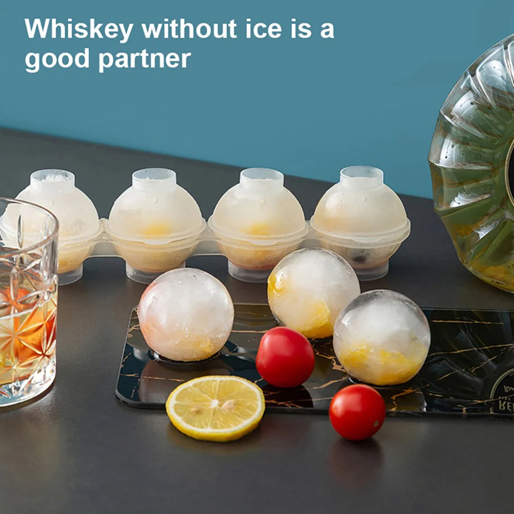 HULIANFU Round 4 Cavity Ice Mould Ice Ball Maker DIY Ice Cream Mold Plastic Whiskey Ice Cube Tray Bar Accessories Tool форма для льда - Deanwangkt