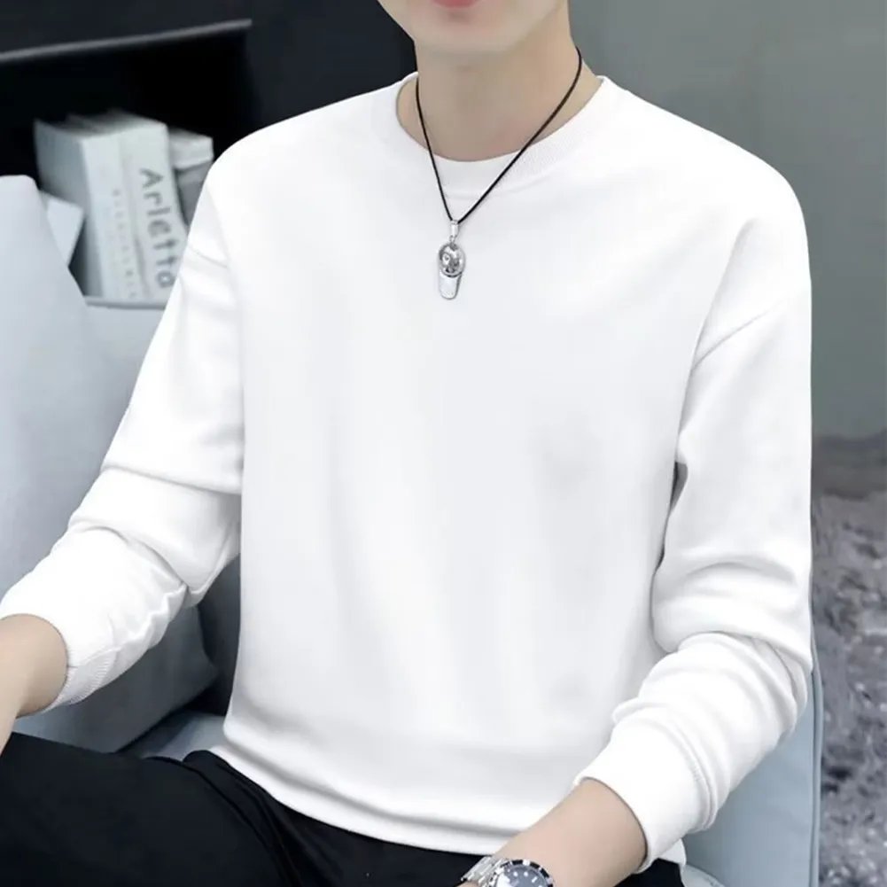 maoxiangshop Men Round Neck Shirts Long Sleeve T-Shirt Casual Undershirts Tees Tops Slim Fit Shirts Designer Solid Tee  Men's Clothing
