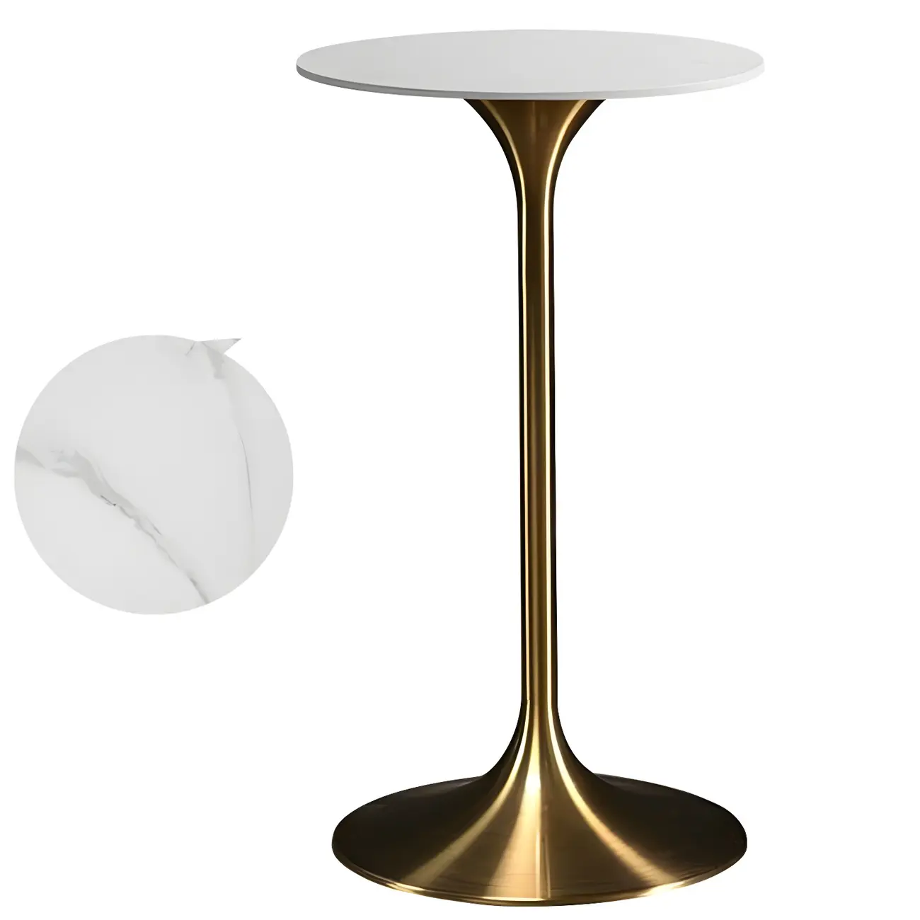 Round Glam Brown Gold Metal Tulip Base Bar Tables