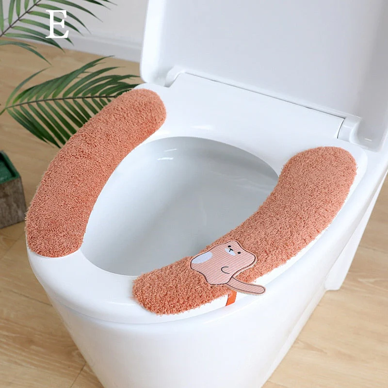 HULIANFU Universal Toilet Seat Stickers With Handles Cartoon Toilet Cushion Pad Washable Household Bathroom Lid Cover Pad Cushion Mat - Deanwangkt