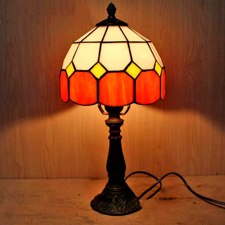 HULIANFU 2026  Mediterranean Style Restaurant Bar Cafe LED Vintage Desk Lamp Bedside Colorful Glass Table Lamps Nightstand Light Bedroom Lamp - Deanwangkt