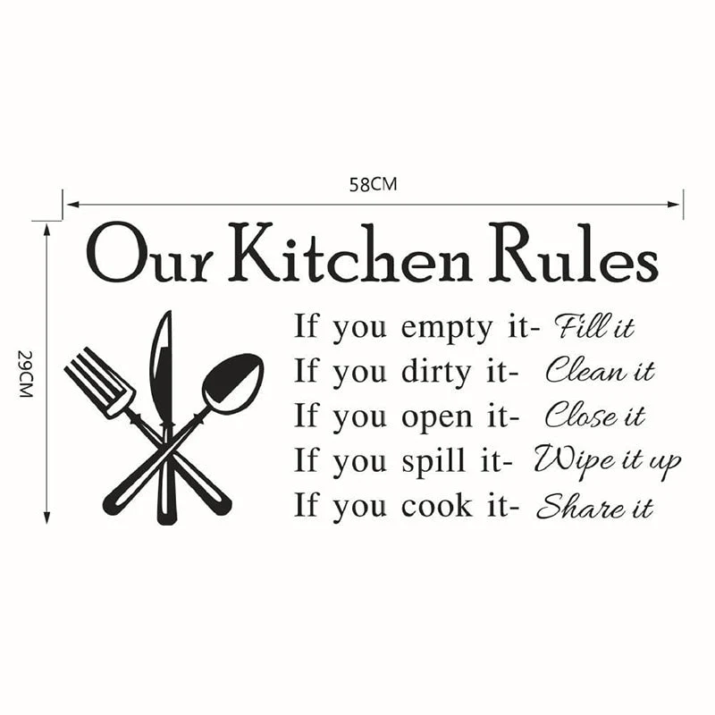 HULIANFU Kitchen Wall Stickers Vinyl Wall Decals for Kitchen English Quote Home Decor Art Decorative Stickers PVC Dining Room For Bar PVC - Deanwangkt