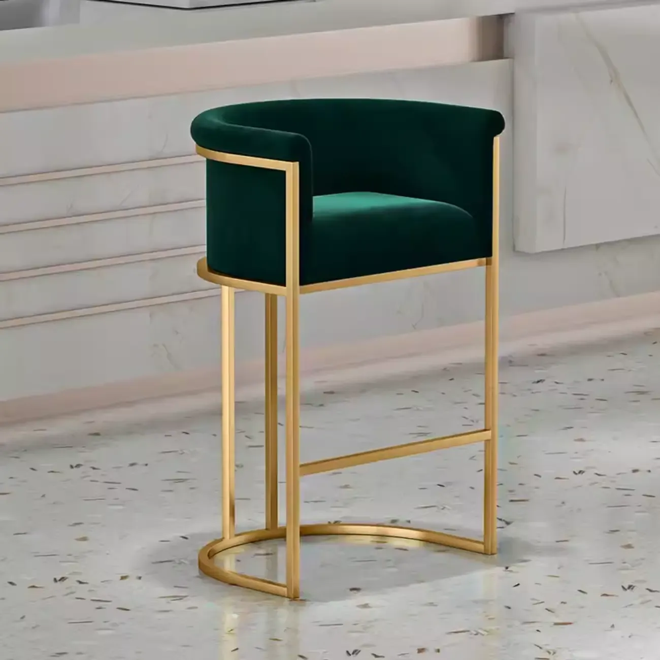 Glam Gold Sled Velvet Upholstered Bar Stool