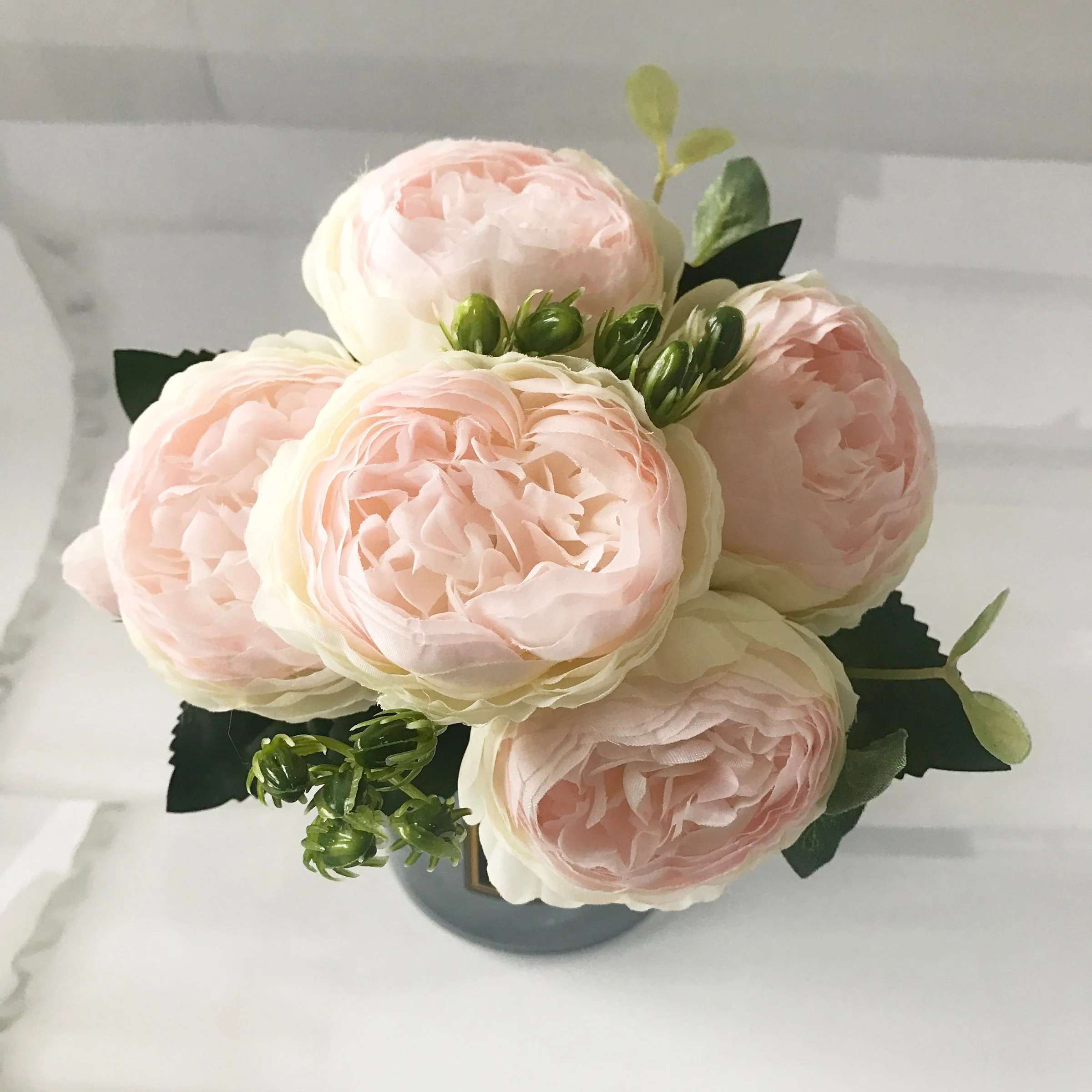 HULIANFU 2026  30cm Rose Pink Silk Peony Artificial Flowers Bouquet 5 Big Head and 4 Bud Cheap Fake Flowers for Home Wedding Decoration indoor - Deanwangkt