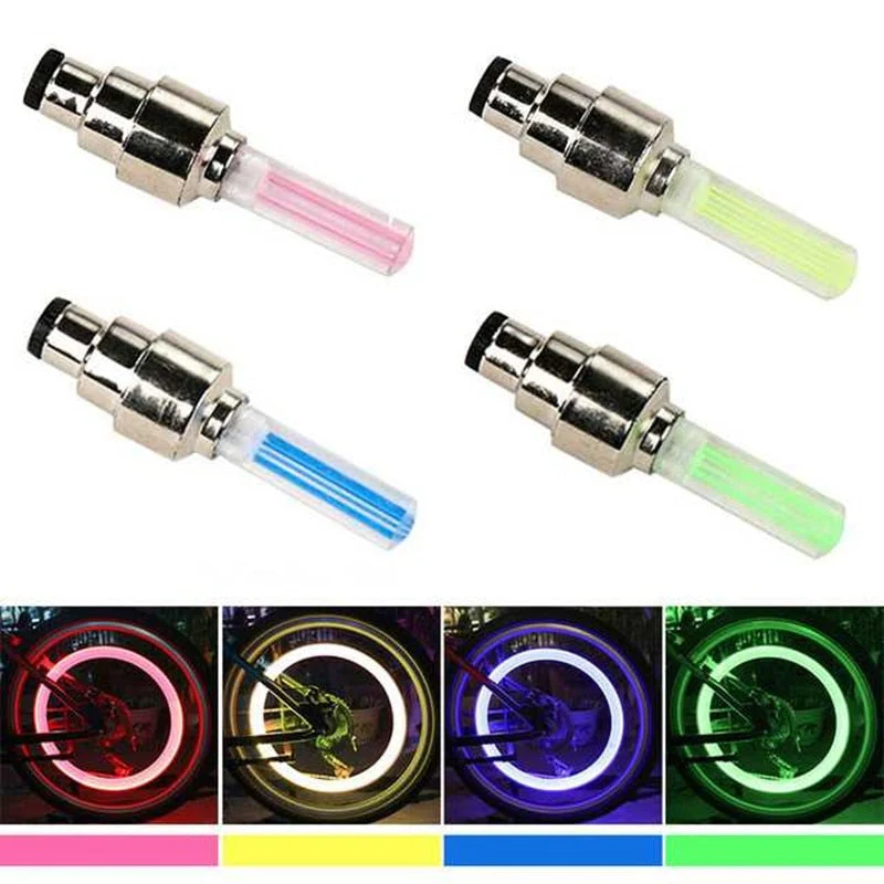 HULIANFU WasaFire Neon Bike Spoke Light Mini LED Bicycle Taillight MTB Wheel Tire Nozzle Valve Caps Lamp Cycling Warning Head Rear Light - Deanwangkt