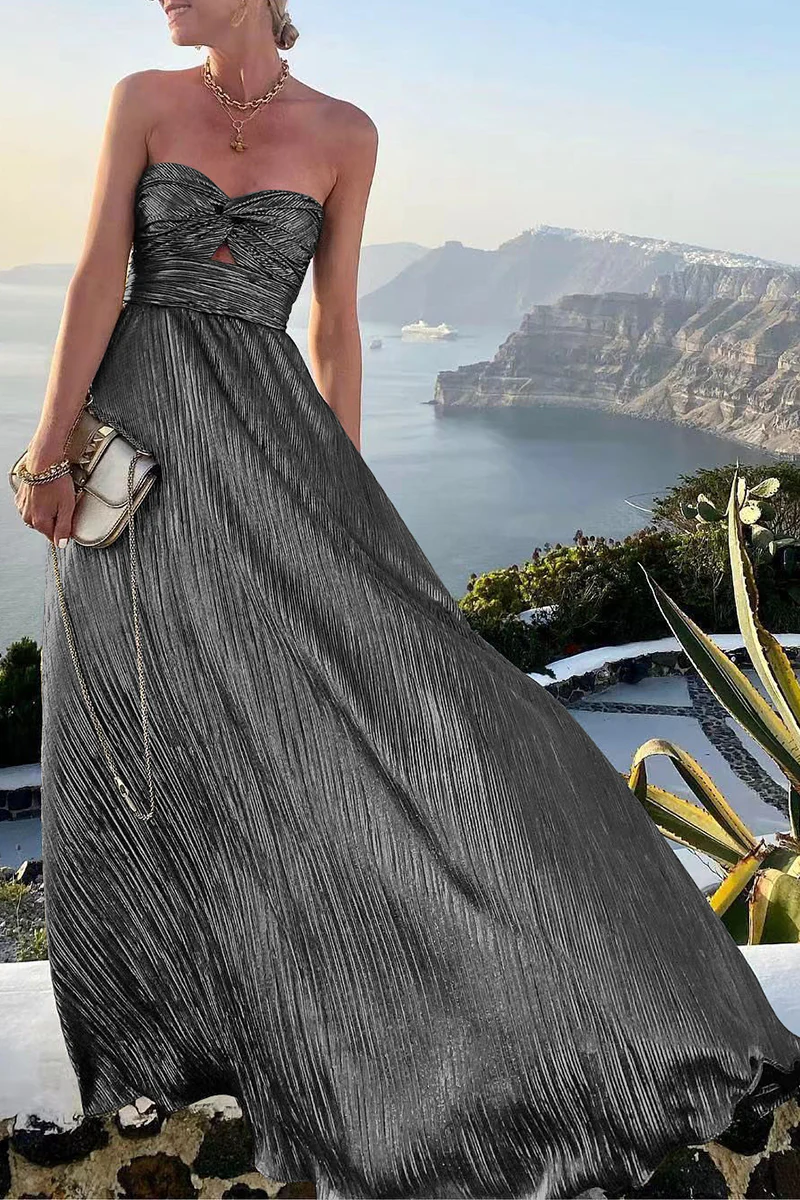 hulianfu Fashion Solid Hollowed Out Strapless Cake Skirt Dresses(7 Colors) - Deanwangkt