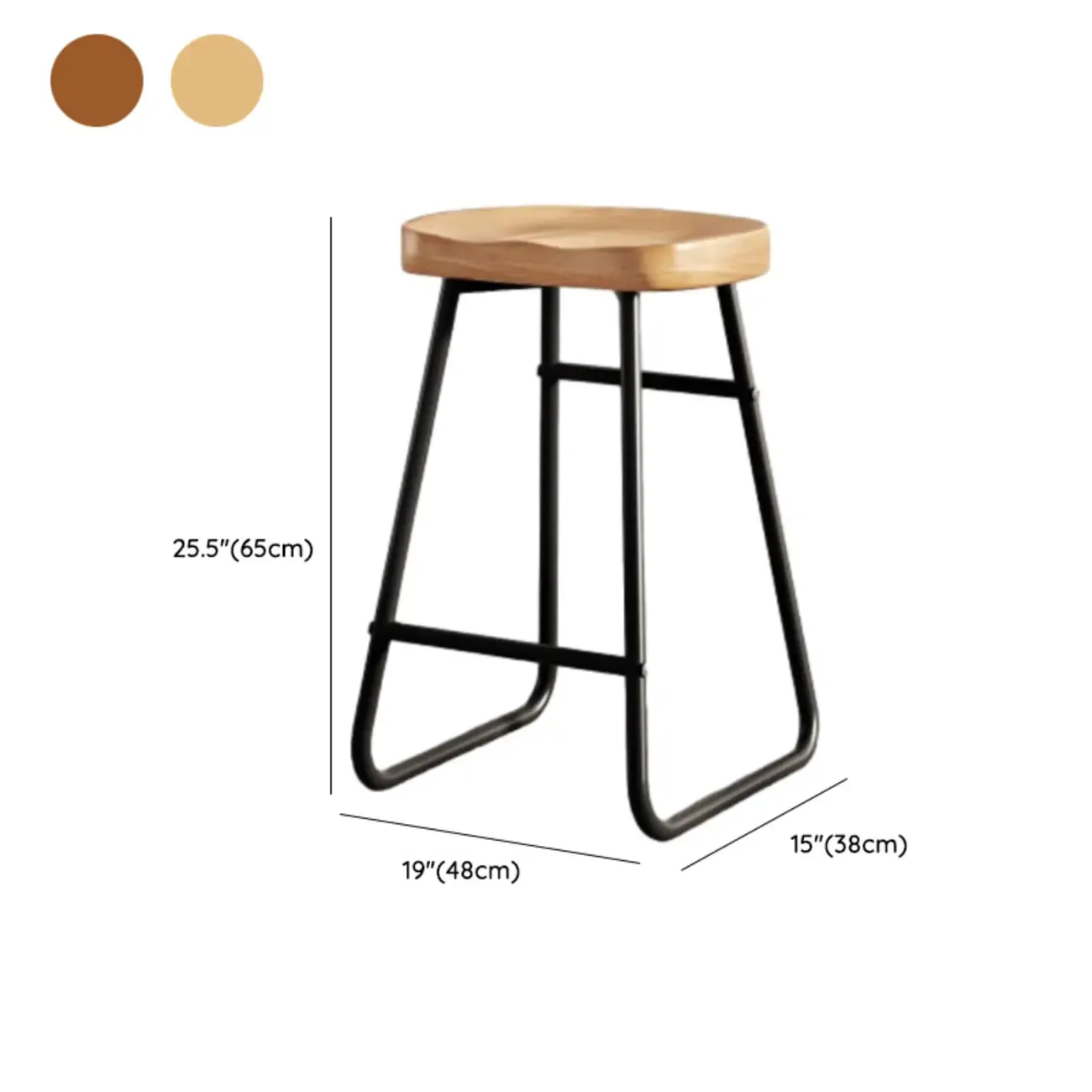 Brown Saddle Backless Counter Bar Stools with Footrest