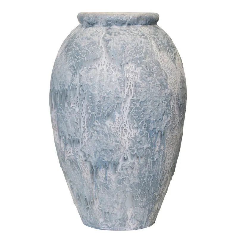 StyleCraft Jarra Vase - Hand Painted Blue and Cream